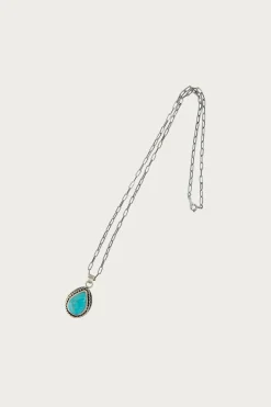 Accessories<North Works 10¢ Teardrop Wire Rim Turquoise Pendant Necklace