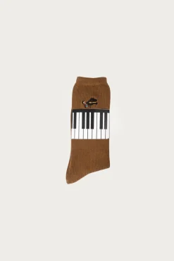 Accessories<Kapital 84 Yarns PIANO Embroidery Socks - Brown