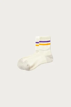 Accessories<Rototo Allrounder "2 Stripe Merino Crew" - Purple/Yellow