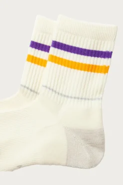 Accessories<Rototo Allrounder "2 Stripe Merino Crew" - Purple/Yellow
