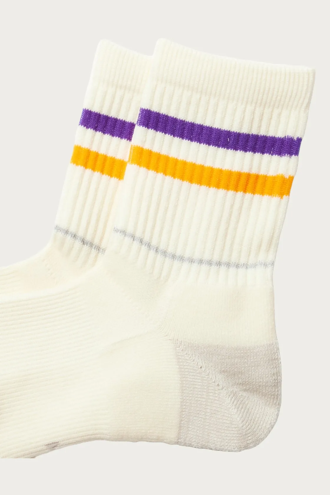 Accessories<Rototo Allrounder "2 Stripe Merino Crew" - Purple/Yellow