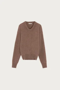 Sweaters<Lemaire Boxy V Neck Sweater - Hazelnut Melange