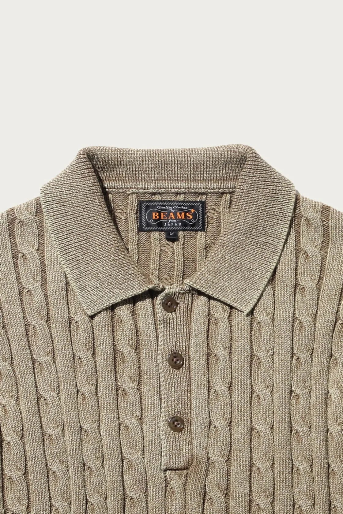Shirts<Beams Plus Cable Polo Pigment Dyed Yarn - Beige