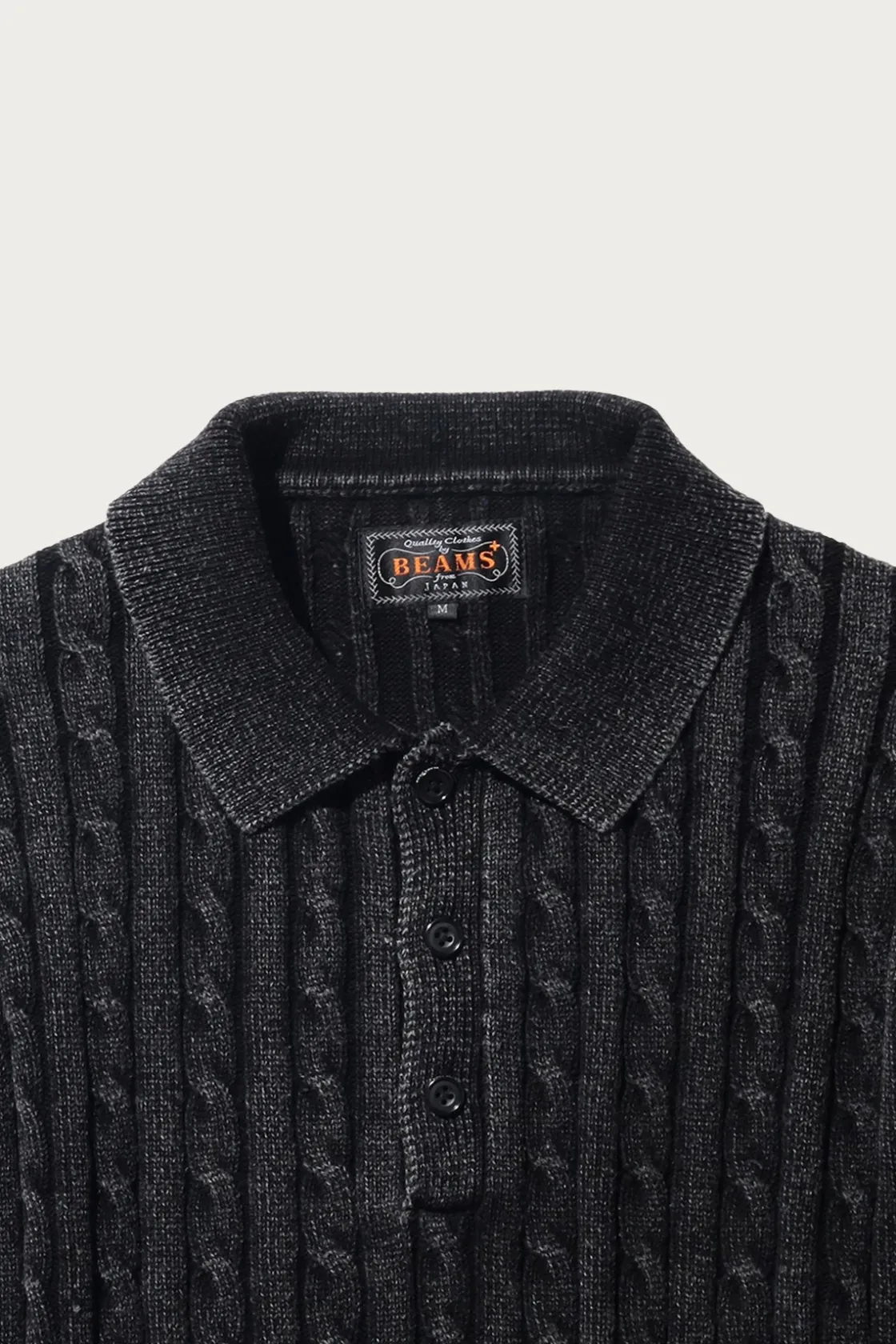 Shirts<Beams Plus Cable Polo Pigment Dyed Yarn - Black