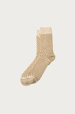 Accessories<Rototo Checkerboard Pattern Socks - Khaki