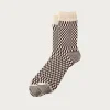 Accessories<Rototo Checkerboard Pattern Socks - Brown
