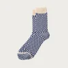 Accessories<Rototo Checkerboard Pattern Socks - Blue