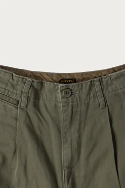 Pants<Kapital Chino High Waisted NIME Pants (CACTUS Embroidery) - Khaki