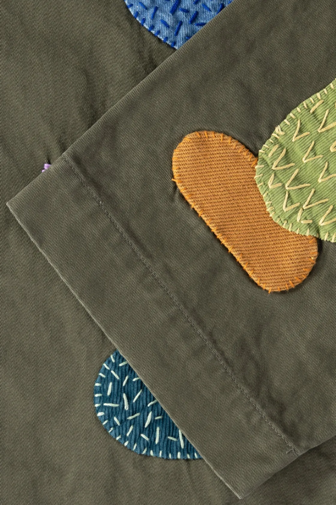 Pants<Kapital Chino High Waisted NIME Pants (CACTUS Embroidery) - Khaki