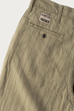 Pants<Kapital Cotton Linen GIBSON Stripe 5P FRISKO - Light Green