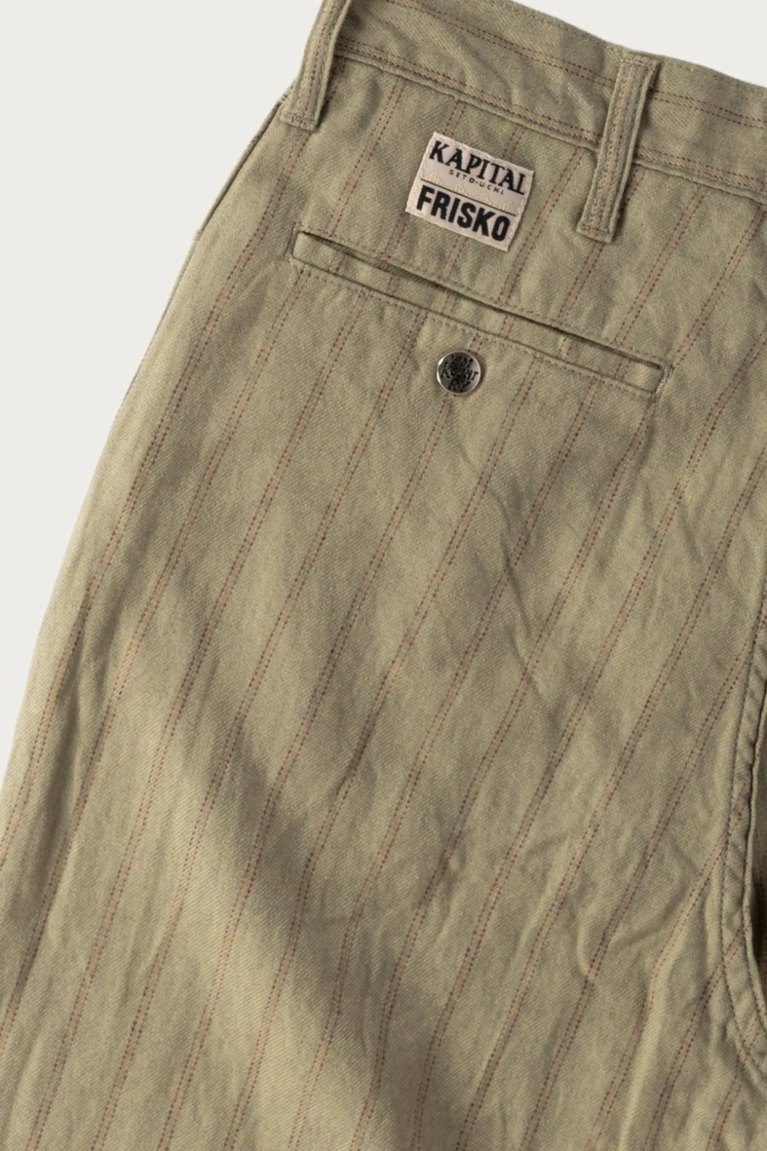 Pants<Kapital Cotton Linen GIBSON Stripe 5P FRISKO - Light Green