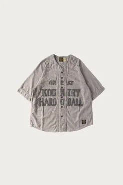 Shirts<Kapital Cotton Wool GREAT KOUNTRY Baseball Shirt (KOUNTRY DREAM CATCH Remake) - Light Grey