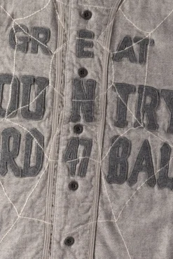 Shirts<Kapital Cotton Wool GREAT KOUNTRY Baseball Shirt (KOUNTRY DREAM CATCH Remake) - Light Grey