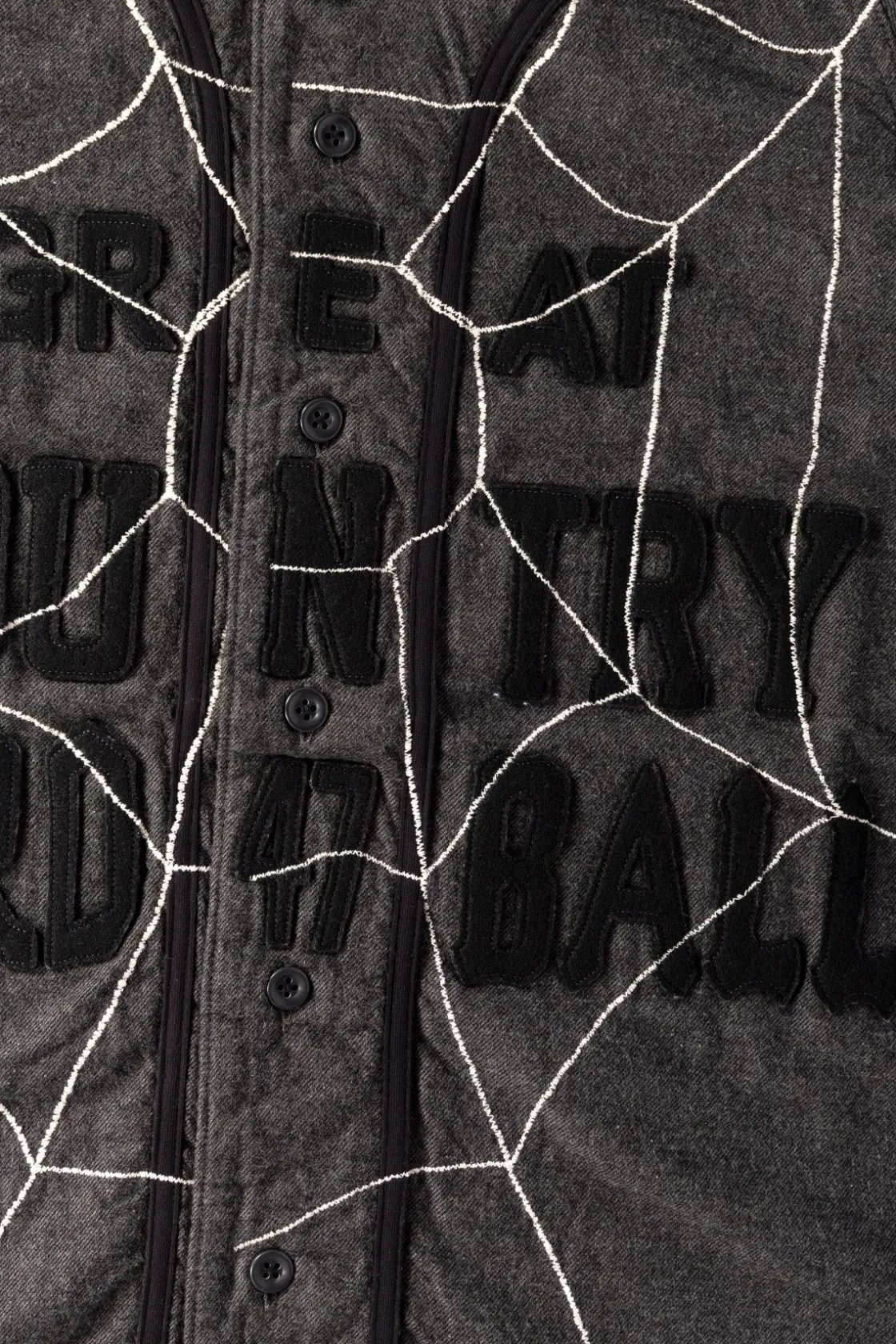 Shirts<Kapital Cotton Wool GREAT KOUNTRY Baseball Shirt (KOUNTRY DREAM CATCH Remake) - Dark Grey