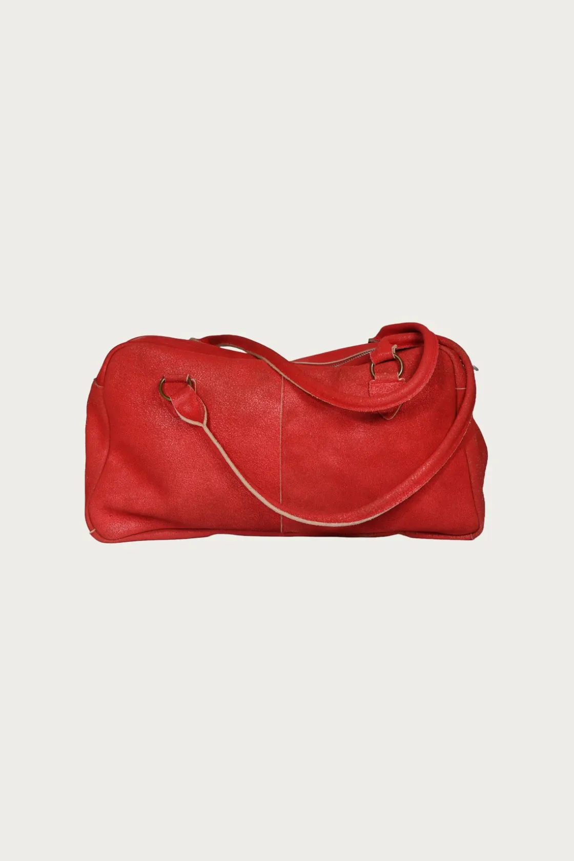 Accessories<Kapital Crack Leather FARGO Bag (BONE PALM) - Red