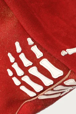 Accessories<Kapital Crack Leather FARGO Bag (BONE PALM) - Red