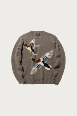 Sweaters<Beams Plus Crew Intarsia Duck Pattern - Beige