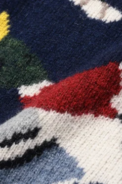 Sweaters<Beams Plus Crew Intarsia Duck Pattern - Navy