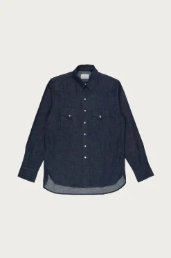 Shirts<Wythe Denim Pearlsnap Shirt - Rinsed Indigo