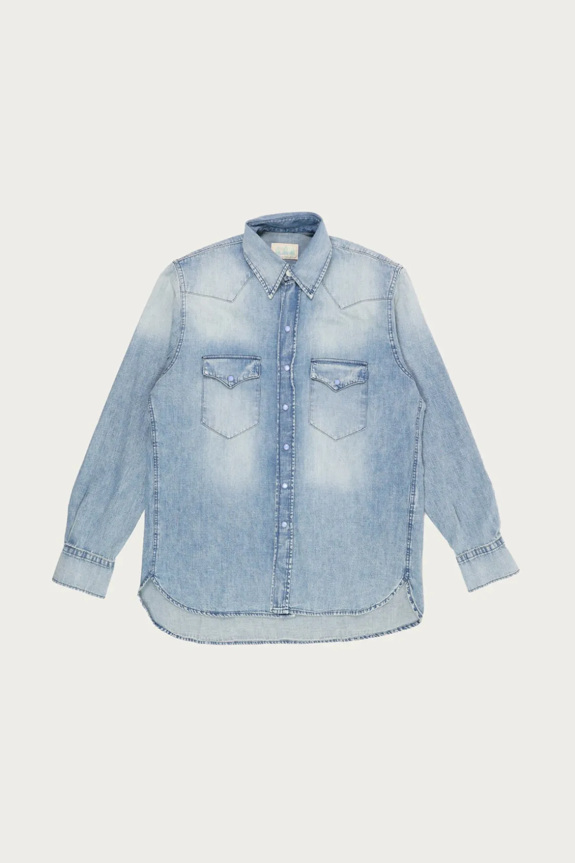 Shirts<Wythe Denim Pearlsnap Shirt - Washed Indigo