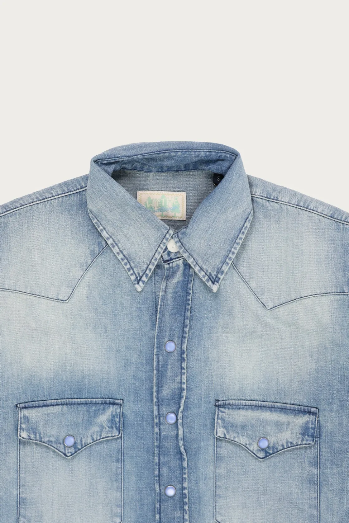 Shirts<Wythe Denim Pearlsnap Shirt - Washed Indigo