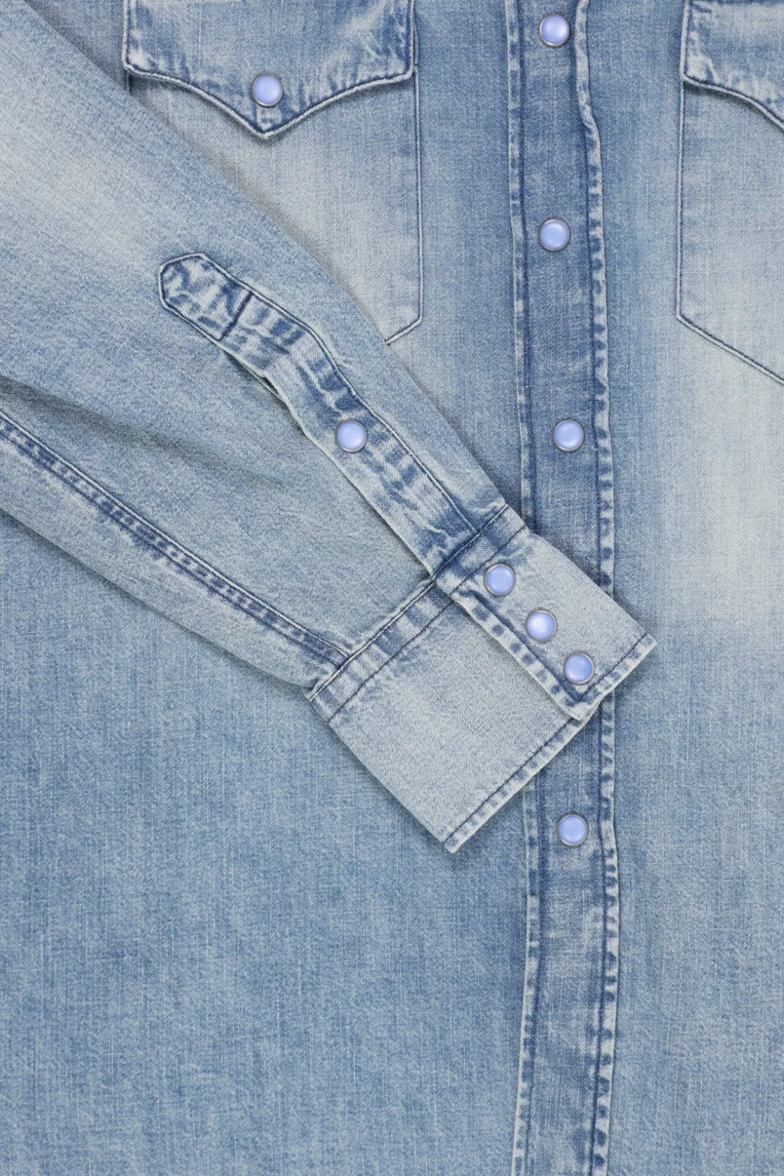 Shirts<Wythe Denim Pearlsnap Shirt - Washed Indigo