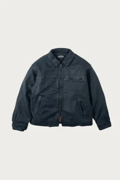 Coats, Jackets, And Vests<FrizmWORKS Destroyed Cowhide Leather Jacket - Washed Navy