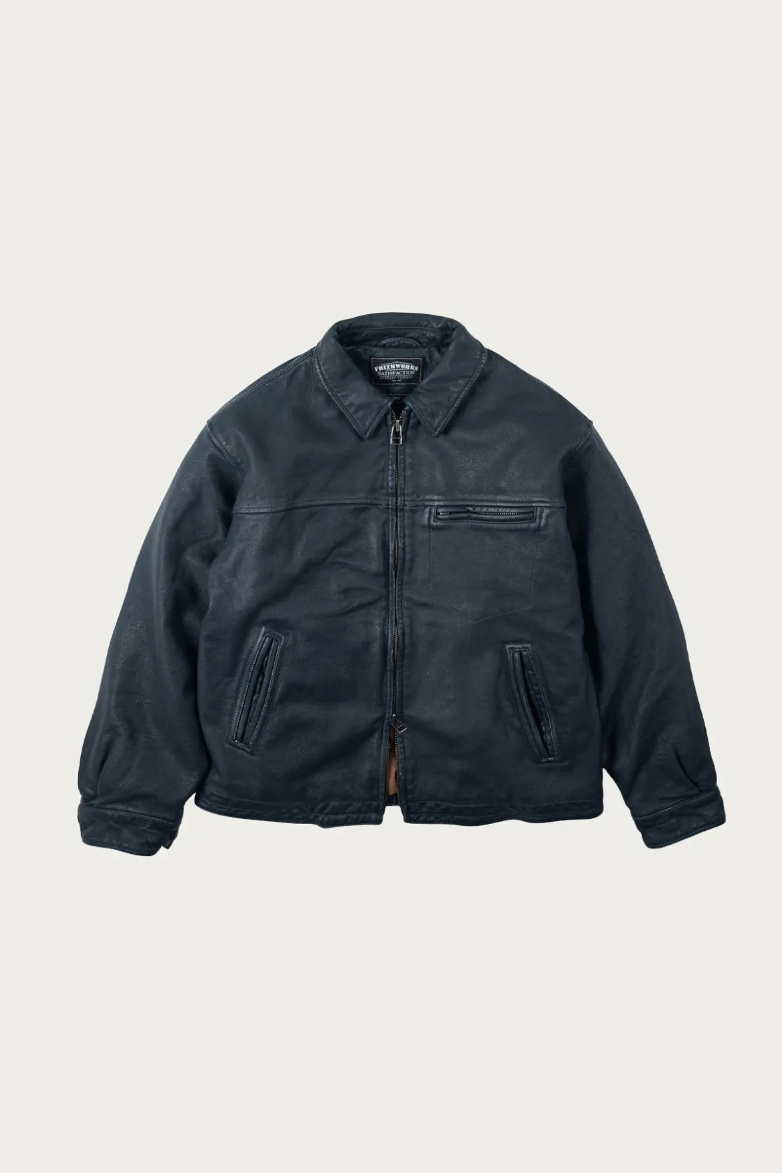 Coats, Jackets, And Vests<FrizmWORKS Destroyed Cowhide Leather Jacket - Washed Navy