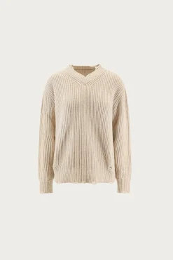Sweaters<MM6 Maison Margiela Distressed V-Neck Sweater