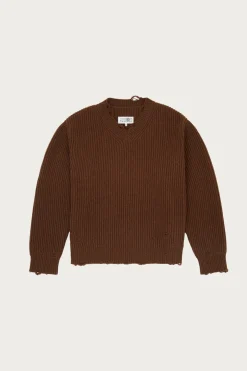 Sweaters<MM6 Maison Margiela Distressed V-Neck Sweater - Brown