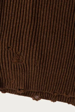 Sweaters<MM6 Maison Margiela Distressed V-Neck Sweater - Brown