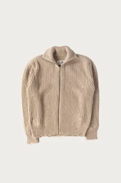 Sweaters<MM6 Maison Margiela Distressed Zip Sweater - Grey