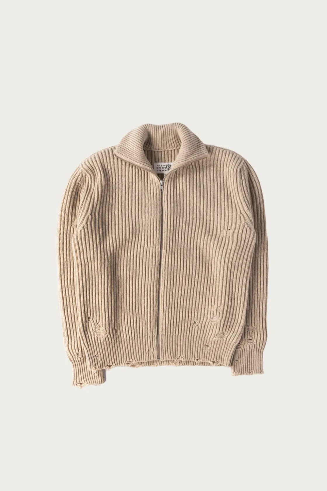 Sweaters<MM6 Maison Margiela Distressed Zip Sweater - Grey