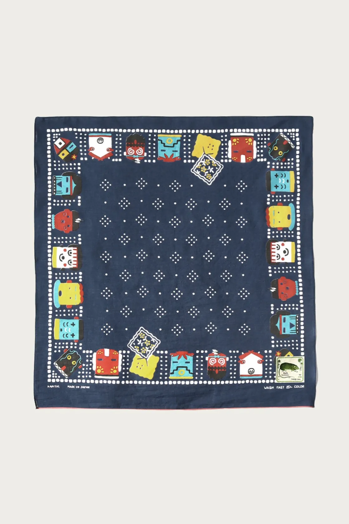 Accessories<Kapital Fastcolor Selvedge Bandanna (KACHINA & PECKISH RAINBOWY) - Navy