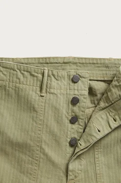 Pants<RRL Flat Front Cotton Herringbone Army Utility Pant - Brewster Green
