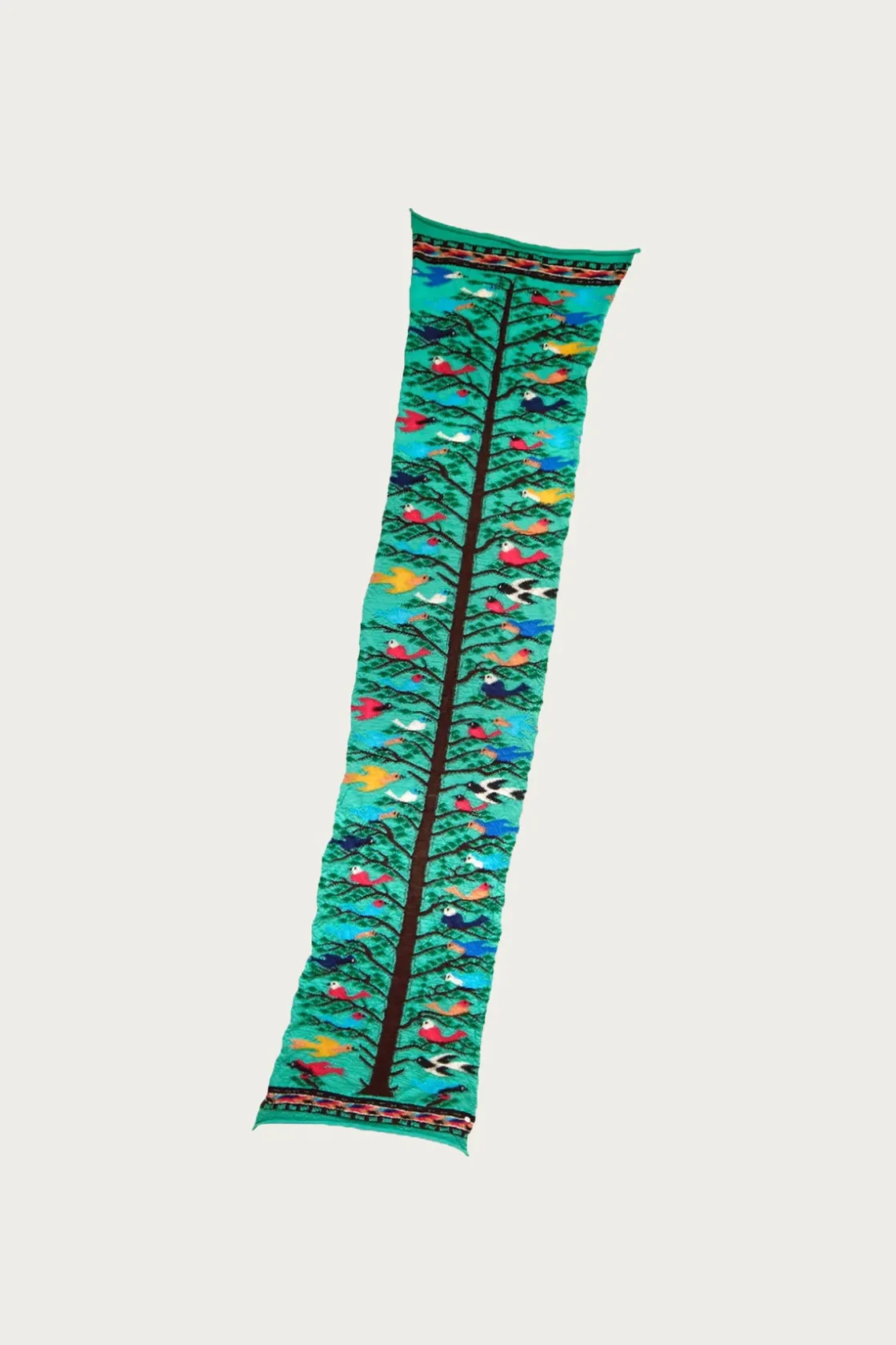 Accessories<Kapital Fulling Wool HAPPY Scarf BIRD TREE - Emerald