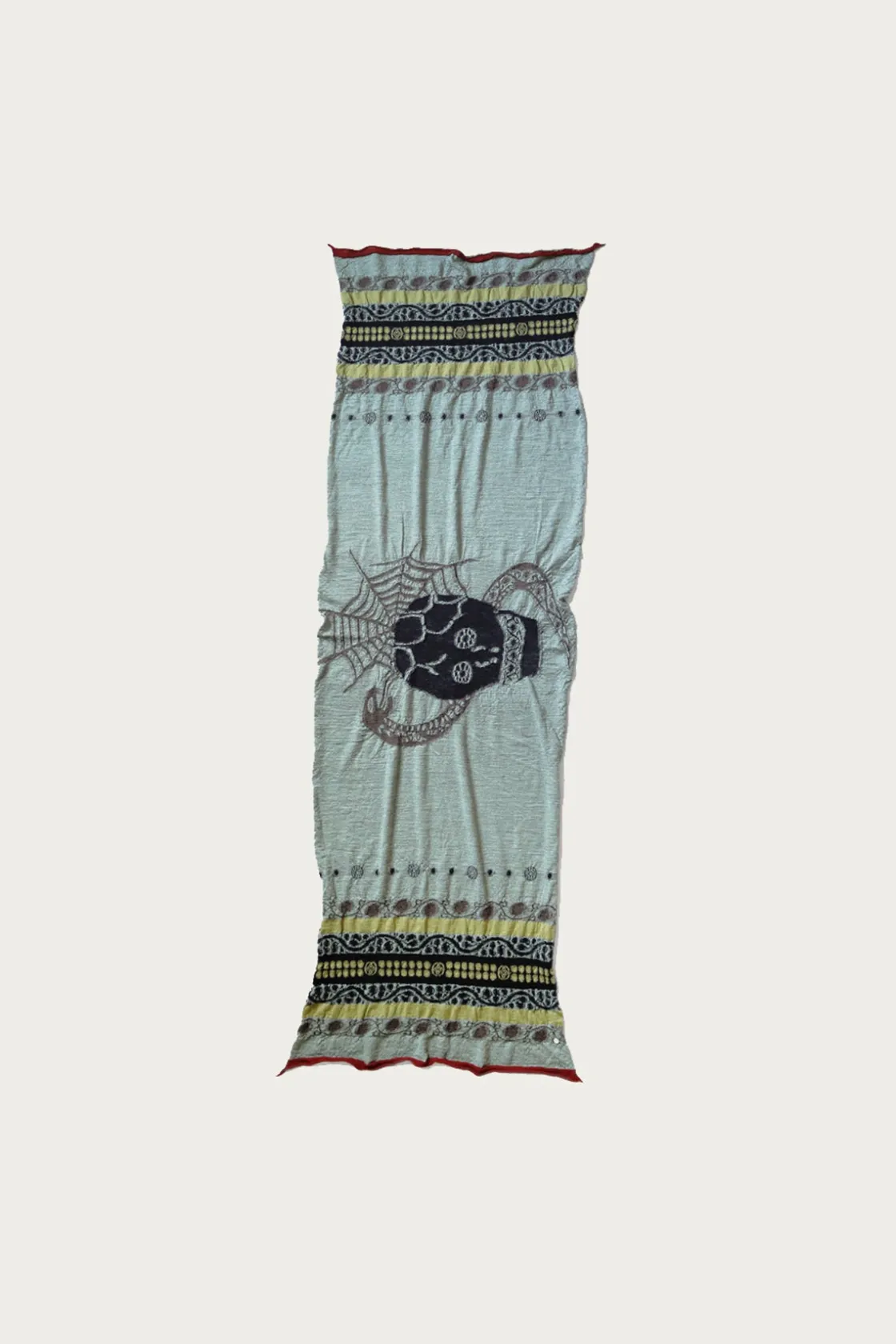 Accessories<Kapital Fulling Wool Scarf COPTIC SKULL - Green