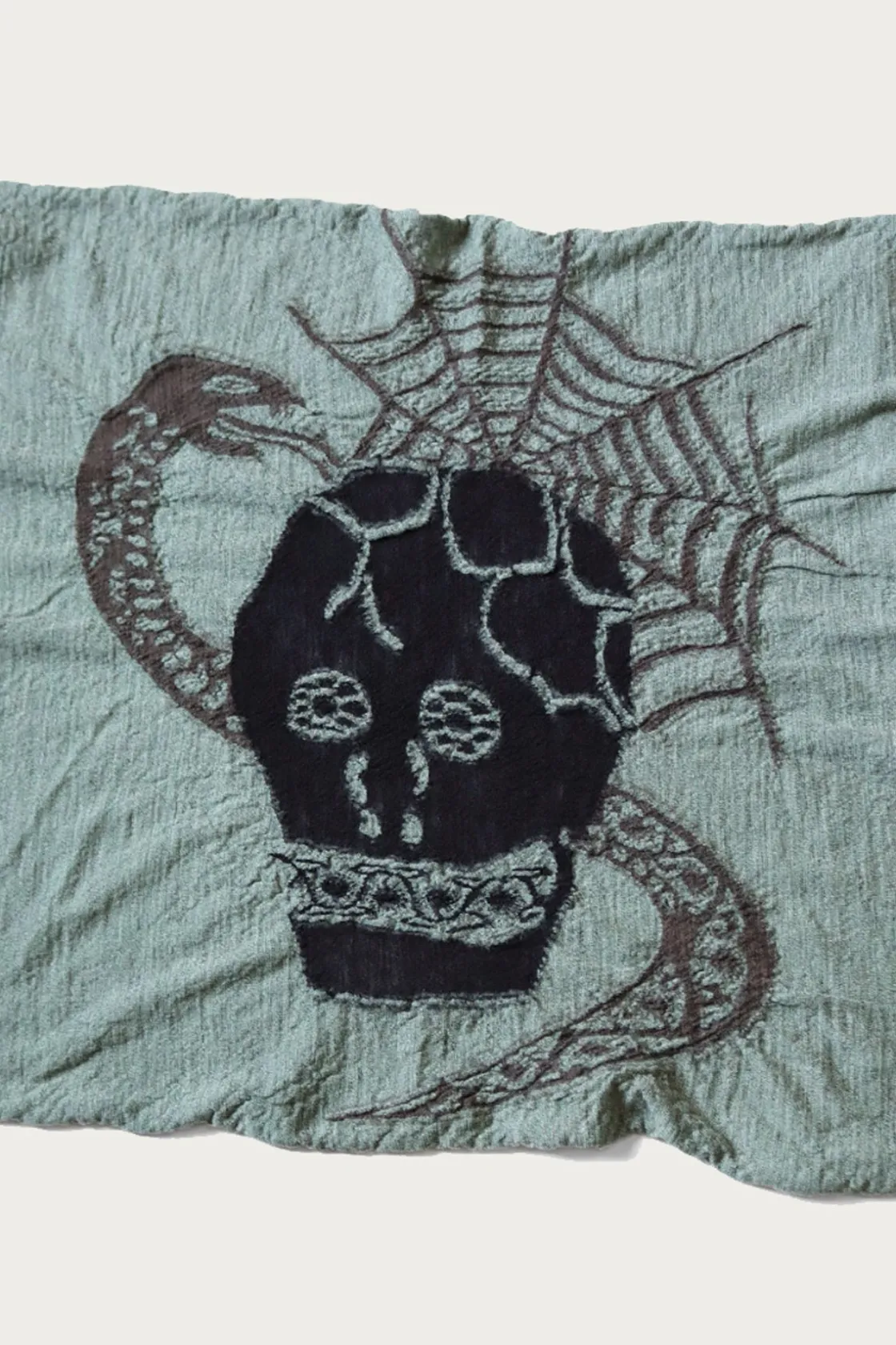 Accessories<Kapital Fulling Wool Scarf COPTIC SKULL - Green