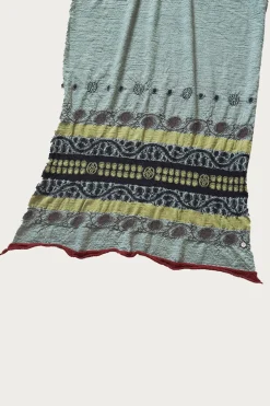 Accessories<Kapital Fulling Wool Scarf COPTIC SKULL - Green