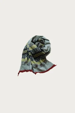Accessories<Kapital Fulling Wool Scarf COPTIC SKULL - Green