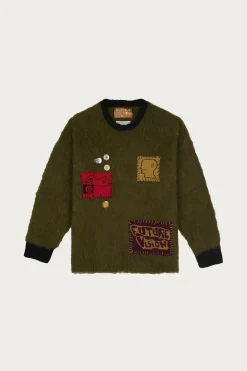 Sweaters<Brain Dead Future Vision Boxy Knit Sweater - Olive