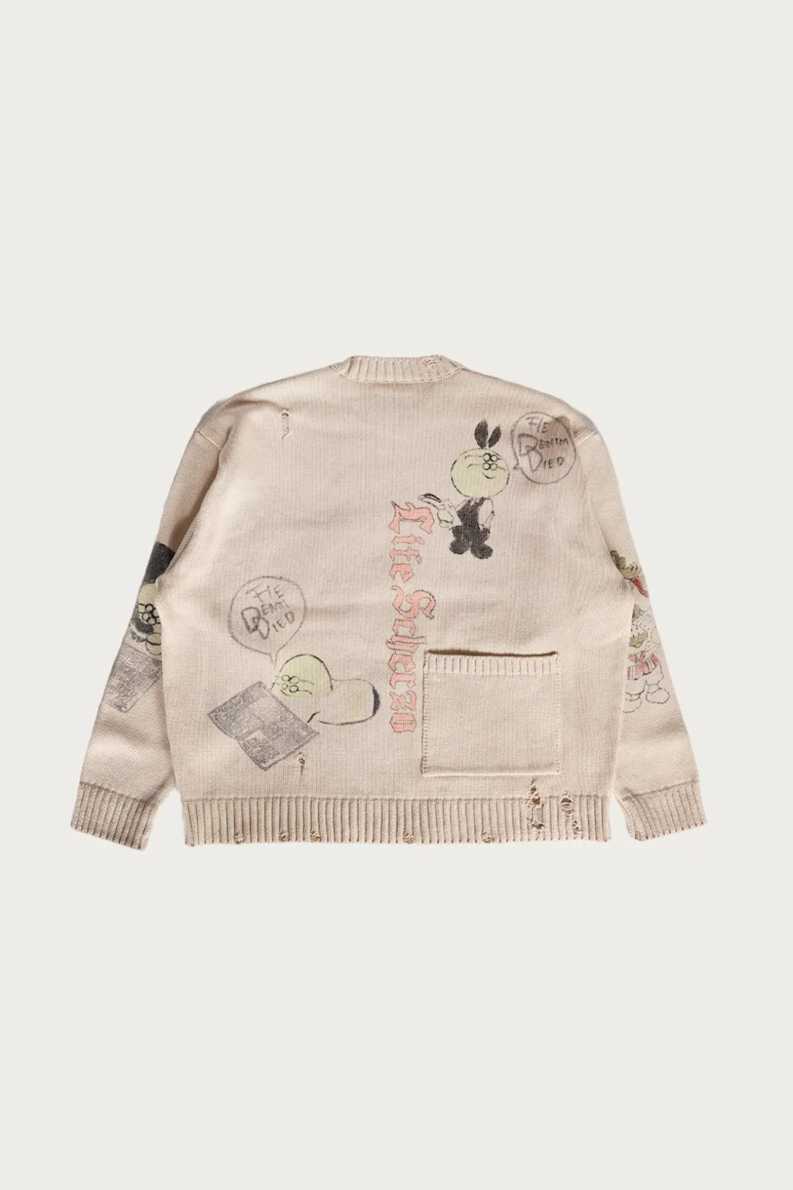 Sweaters<Kapital 5G Cotton Knit Crew Sweater (Memorial Paint Model) - Natural