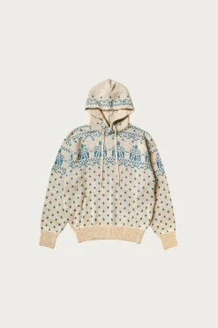 Sweaters<Kapital 5G Jacquard Knit Hood Sweater - Sax