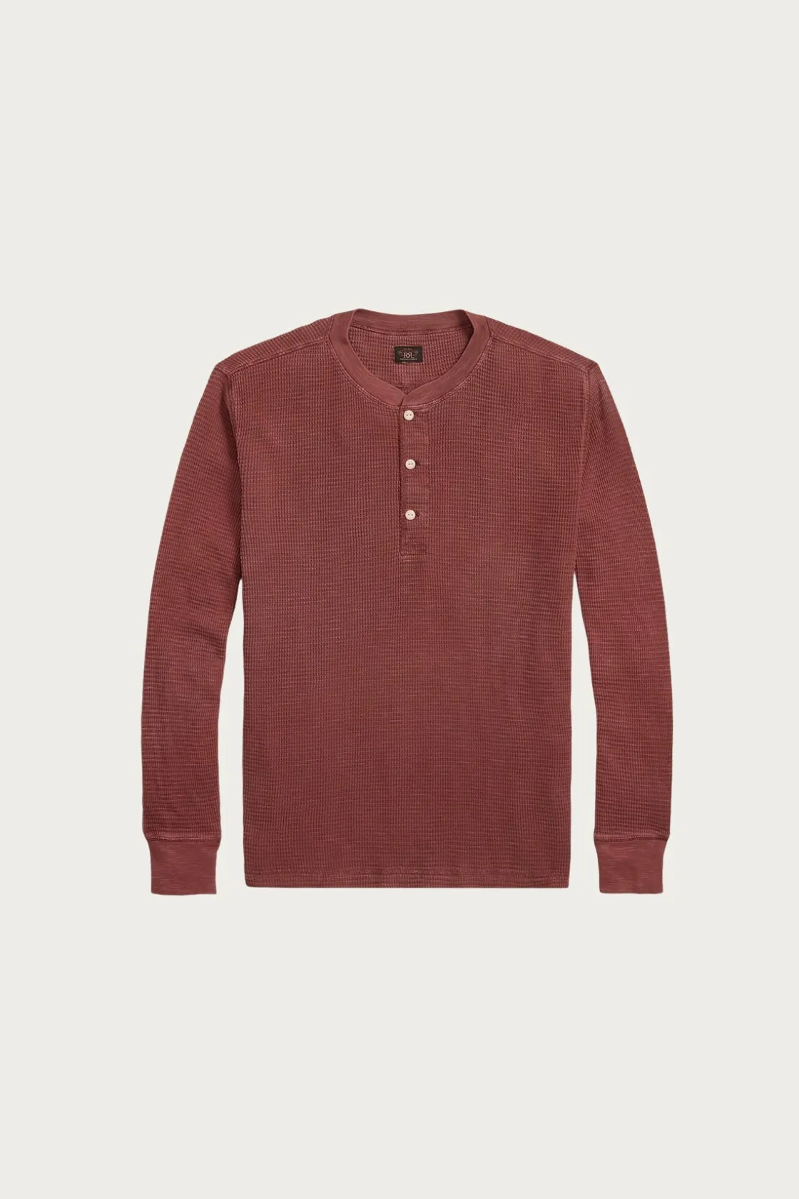 Tees And Sweats<RRL Garment-Dyed Waffle-Knit Henley Shirt - Wine