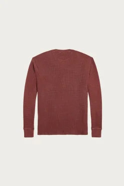 Tees And Sweats<RRL Garment-Dyed Waffle-Knit Henley Shirt - Wine