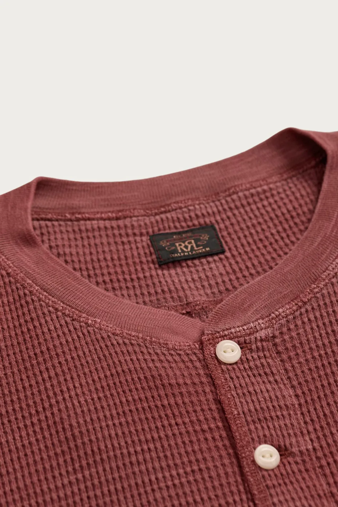 Tees And Sweats<RRL Garment-Dyed Waffle-Knit Henley Shirt - Wine