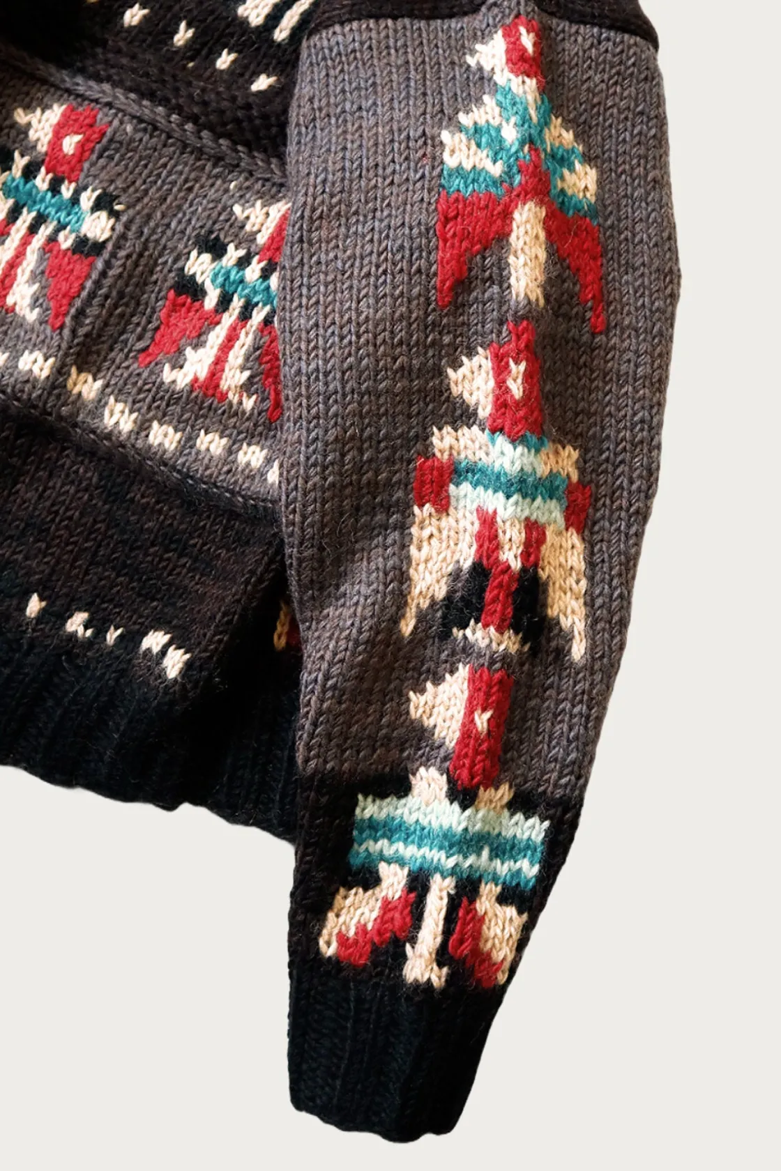 Sweaters<Kapital Hand Knit STD Cowichan Crew Sweater - Charcoal