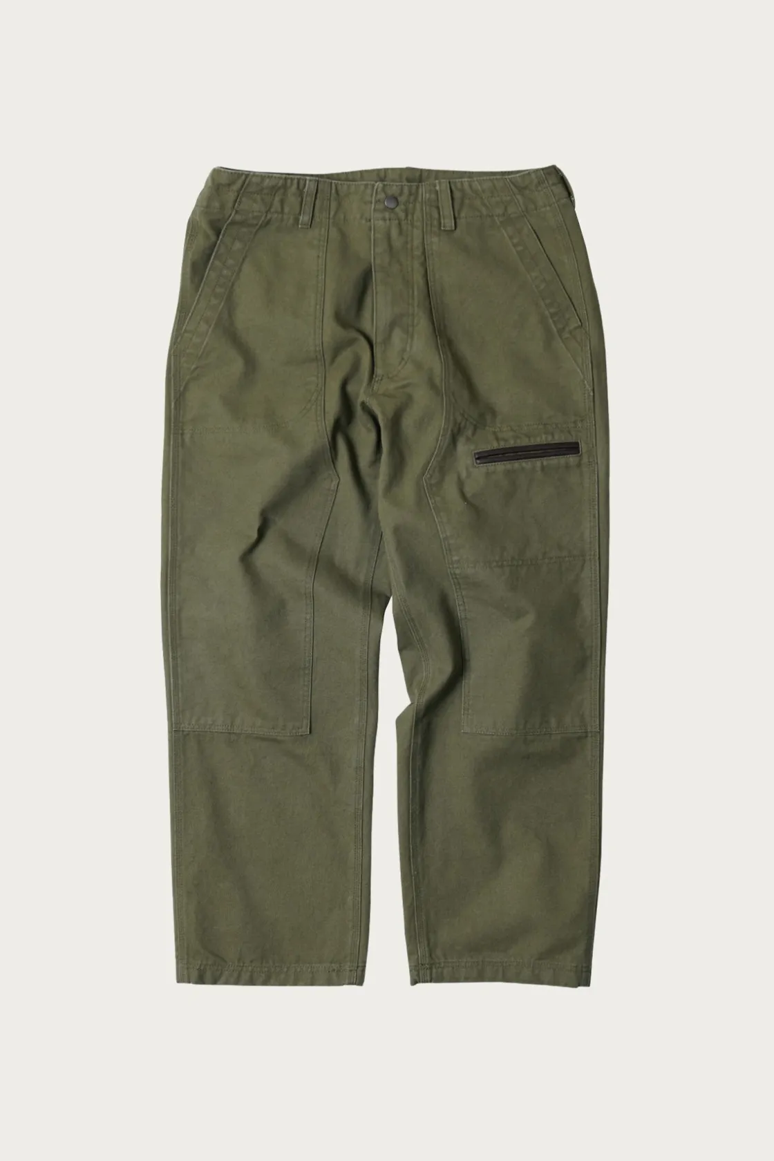 Pants<FrizmWORKS Heavy Canvas Destroyed Double Knee Pants - Olive