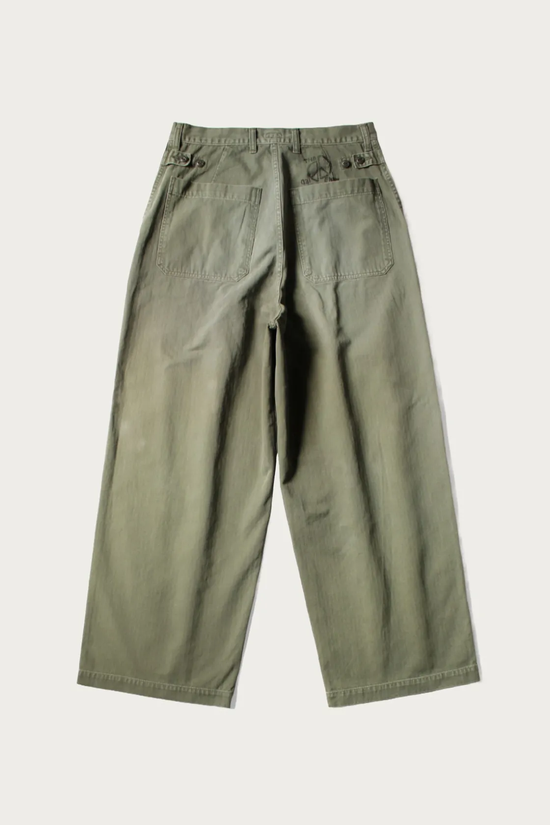 Pants<Kapital Herringbone FATIGUE Baggy Pants - Khaki