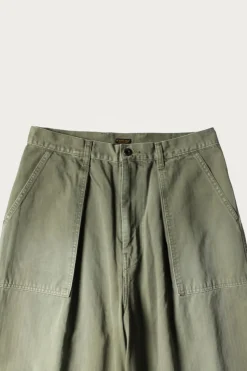 Pants<Kapital Herringbone FATIGUE Baggy Pants - Khaki